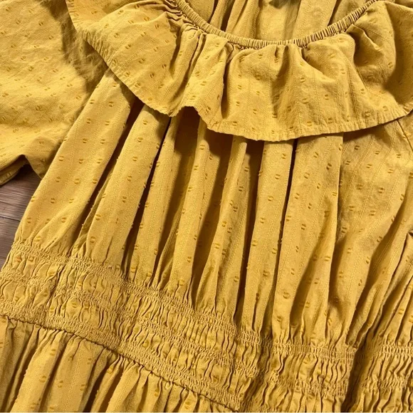 Universal Thread Marigold Cottagecore Midi Dress with Ruffles 100% Cotton - Picture 8 of 8